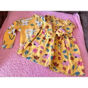 Yellow long sleeve bodysuit & dress carter size 12 months girl clothes 2pcs lot